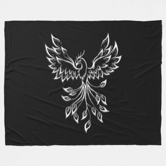 Phoenix ruist op zwart fleece deken (Voorkant (Horizontaal))