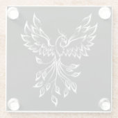 Phoenix ruist op zwart glazen onderzetter (Achterkant)