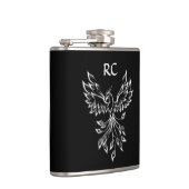 Phoenix ruist op zwart heupfles (Rechts)