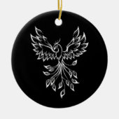 Phoenix ruist op zwart keramisch ornament (Voorkant)