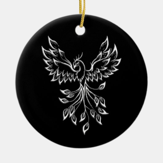 Phoenix ruist op zwart keramisch ornament (Voorkant)