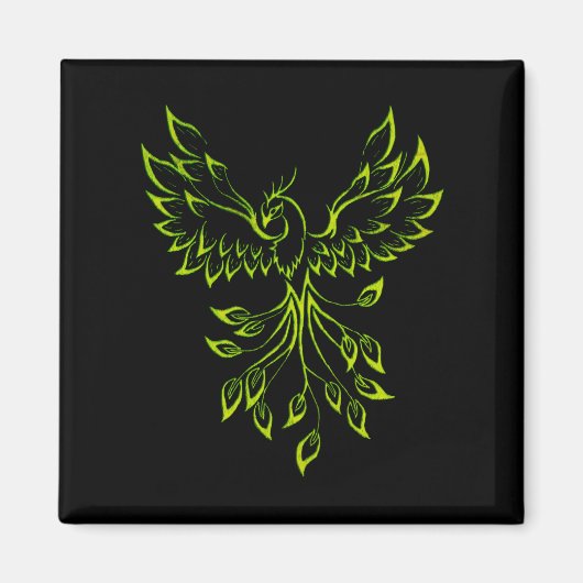 Phoenix ruist op zwart magneet (Voorkant)