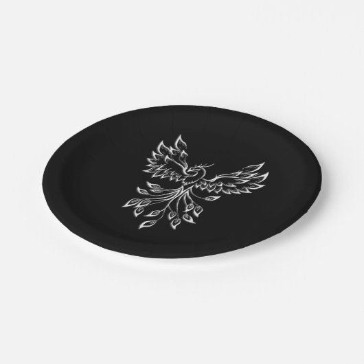 Phoenix ruist op zwart papieren bordje (Gekanteld)