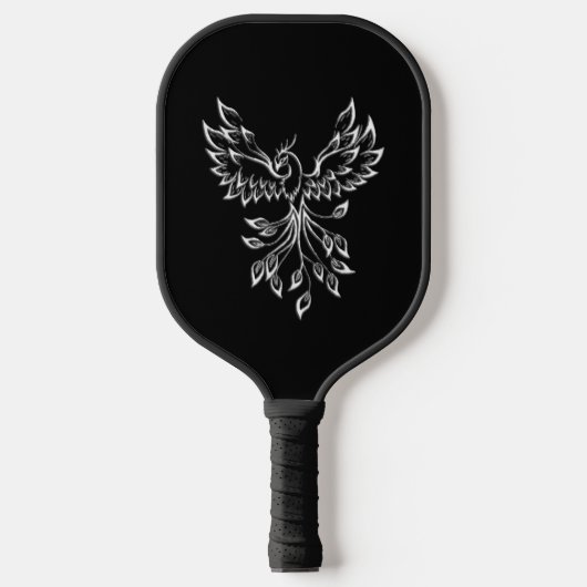 Phoenix ruist op zwart pickleball paddle (Voorkant)