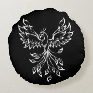 Phoenix ruist op zwart rond kussen