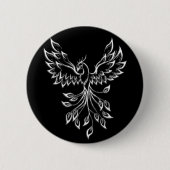 Phoenix ruist op zwart ronde button 5,7 cm (Voorkant)