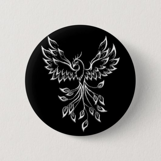 Phoenix ruist op zwart ronde button 5,7 cm (Voorkant)