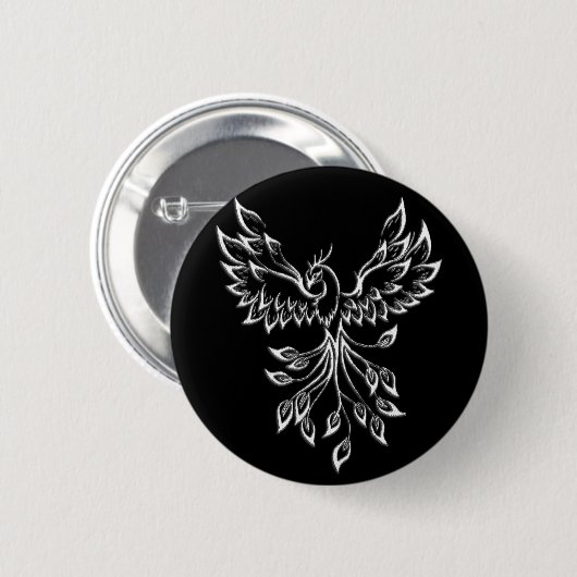 Phoenix ruist op zwart ronde button 5,7 cm (Voorkant /achterkant)