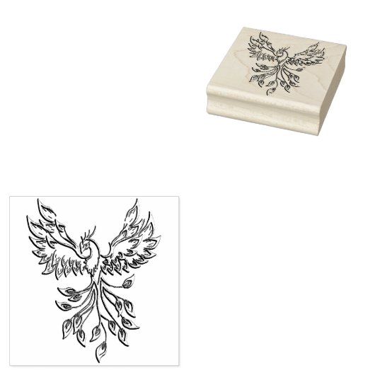 Phoenix ruist op zwart rubberstempel (Gestempeld)
