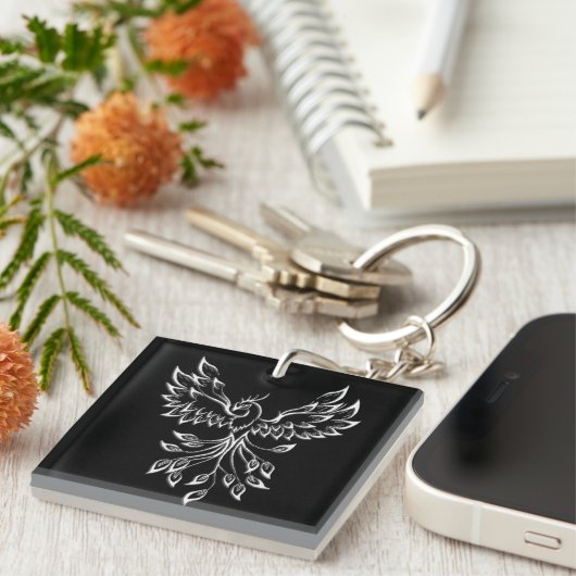 Phoenix ruist op zwart sleutelhanger (Voorkant Rechts)