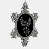Phoenix ruist op zwart tin sneeuwvlok ornament (Links)
