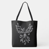 Phoenix ruist op zwart tote bag (Achterkant)