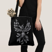 Phoenix ruist op zwart tote bag (Dichtbij)
