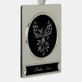 Phoenix ruist op zwart verzilverd banner ornament (Rechts)