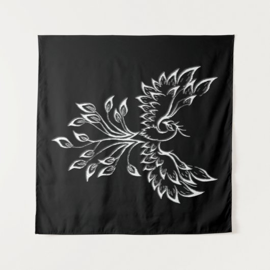Phoenix ruist op zwart wandkleed (Voorkant (horizontaal))