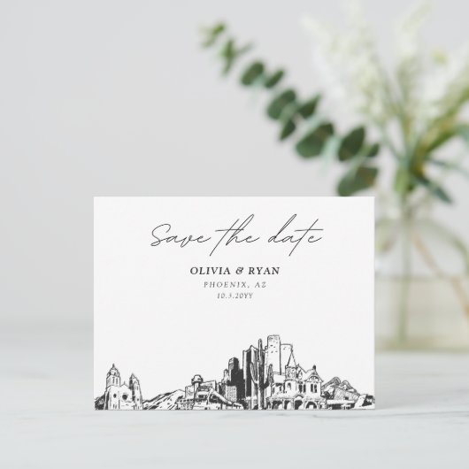 Phoenix Save the Date Briefkaart Elegante bruiloft (Staand voorkant)