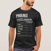 Phoenix Serving Size Nutrition Label Calories T-shirt (Voorkant)