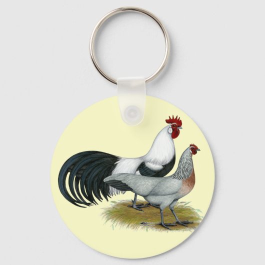 Phoenix: Silver Duckwing Pair Sleutelhanger (Voorkant)