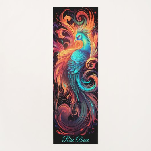 Phoenix Sinaasappel Zwart Turquoise Bold Yogamat (Voorkant)