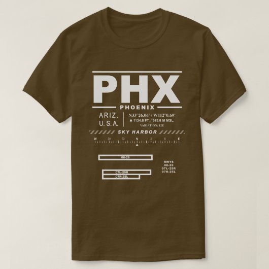 Phoenix Sky Harbor Int'l Airport PHX T-shirt (Design voorkant)