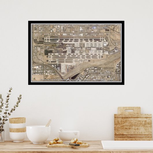 Phoenix Sky Harbour Intl Airport Satellite Map Poster (Keuken)