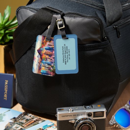 Phoenix Skyline Abstracte kunst Bagagelabel (Voorkant /achterkant)