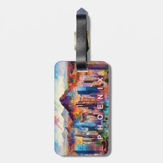 Phoenix Skyline Abstracte kunst Bagagelabel (Achterkant verticaal)