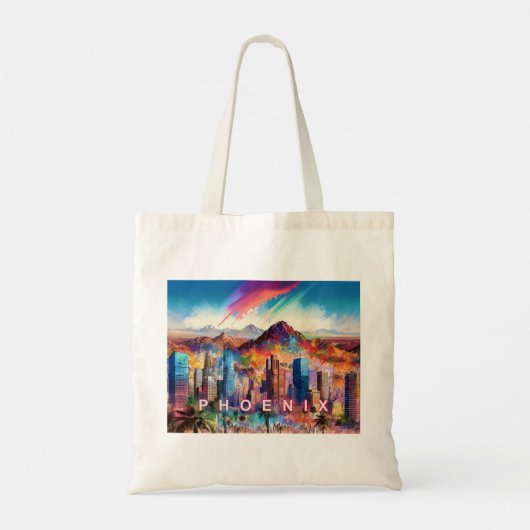 Phoenix Skyline Abstracte kunst Tote Bag (Achterkant)