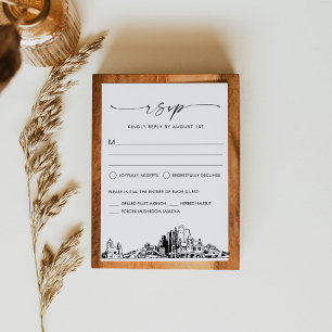 Phoenix Skyline Bruiloft RSVP Reactie Kaart