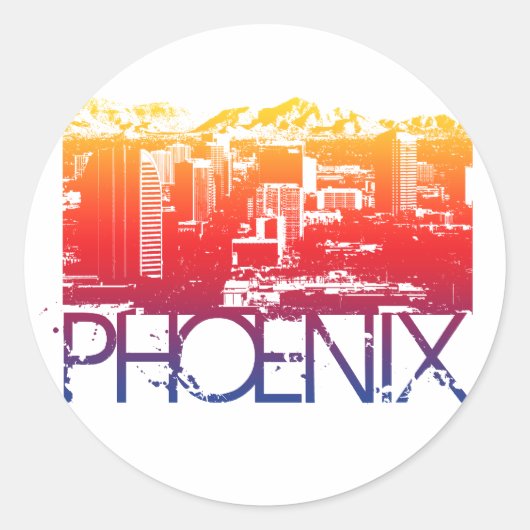 Phoenix Skyline Design Ronde Sticker (Voorkant)