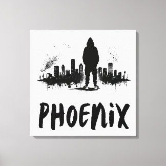 Phoenix Skyline Ink Splatter Canvas Art