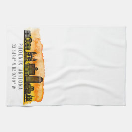 Phoenix Skyline Kaart Coördinaten  Theedoek