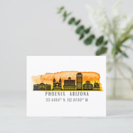Phoenix Skyline Map Coordinates Briefkaart