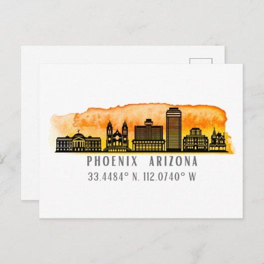 Phoenix Skyline Map Coordinates Briefkaart (Voorkant / Achterkant)