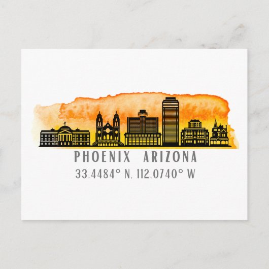 Phoenix Skyline Map Coordinates Briefkaart (Voorkant)