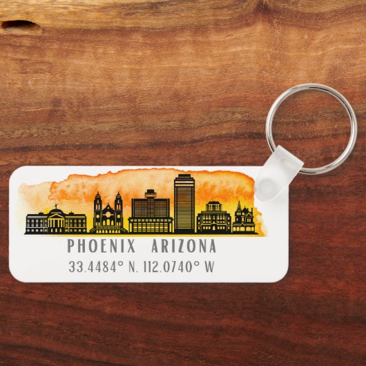 Phoenix Skyline Map Coordinates Sleutelhanger (Voorkant)