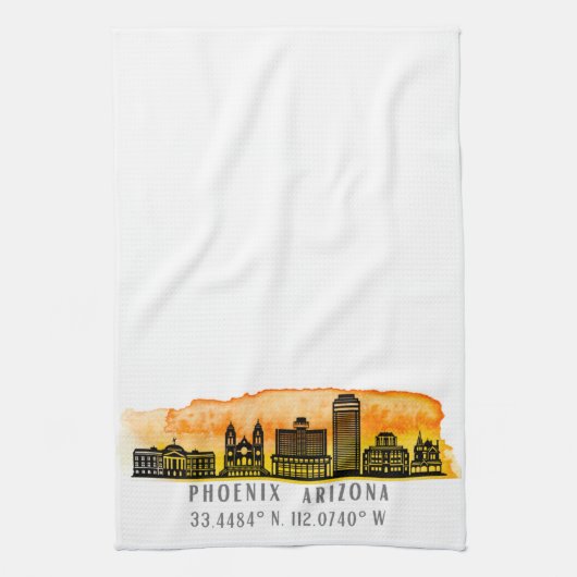 Phoenix Skyline Map Coordinates Theedoek (Verticaal)