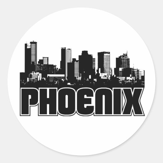 Phoenix Skyline Ronde Sticker (Voorkant)