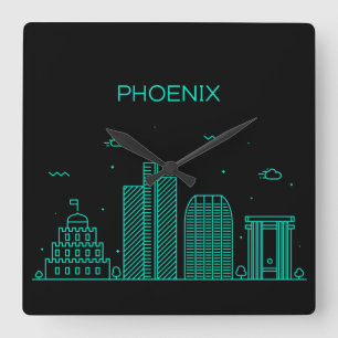 Phoenix skyline vierkante klok