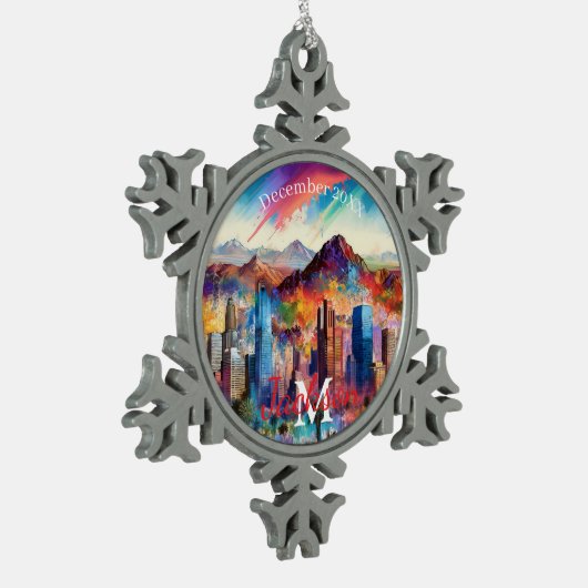 Phoenix Snowflake Pewter Kerstversiering Tin Sneeuwvlok Ornament (Links)