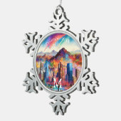 Phoenix Snowflake Pewter Kerstversiering Tin Sneeuwvlok Ornament (Rechts)