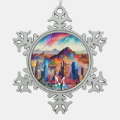 Phoenix Snowflake Pewter Kerstversiering Tin Sneeuwvlok Ornament (Voorkant)