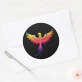 Phoenix stijgend in heldere kleuren ronde sticker (Envelop)