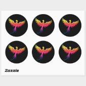 Phoenix stijgend in heldere kleuren ronde sticker (Vel)