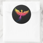 Phoenix stijgend in heldere kleuren ronde sticker (Tas)