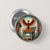 Phoenix stijgt op uit de vuilnisbakken ronde button 5,7 cm (Voorkant /achterkant)