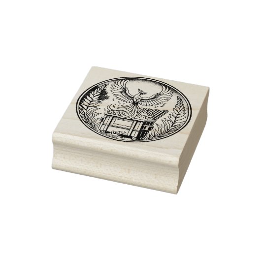 Phoenix stijgt op uit de vuilnisbakken rubberstempel (Stempel)