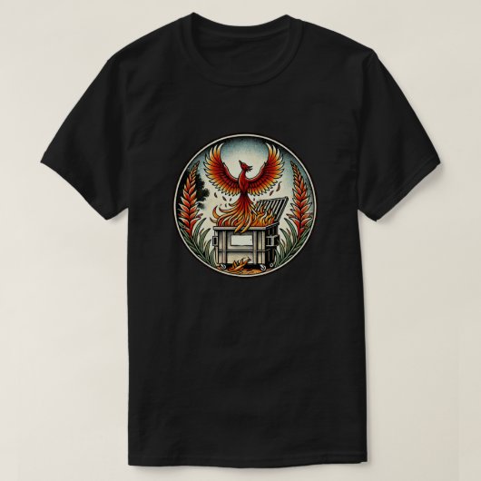 Phoenix stijgt op uit de vuilnisbakken t-shirt (Design voorkant)