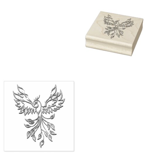 Phoenix stijgt op zilver rubberstempel (Gestempeld)