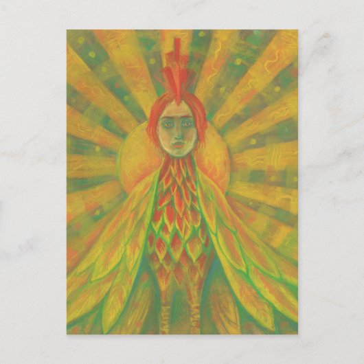 Phoenix Sun Bird Woman Goddess Fantasy Surrealisme Briefkaart (Voorkant)